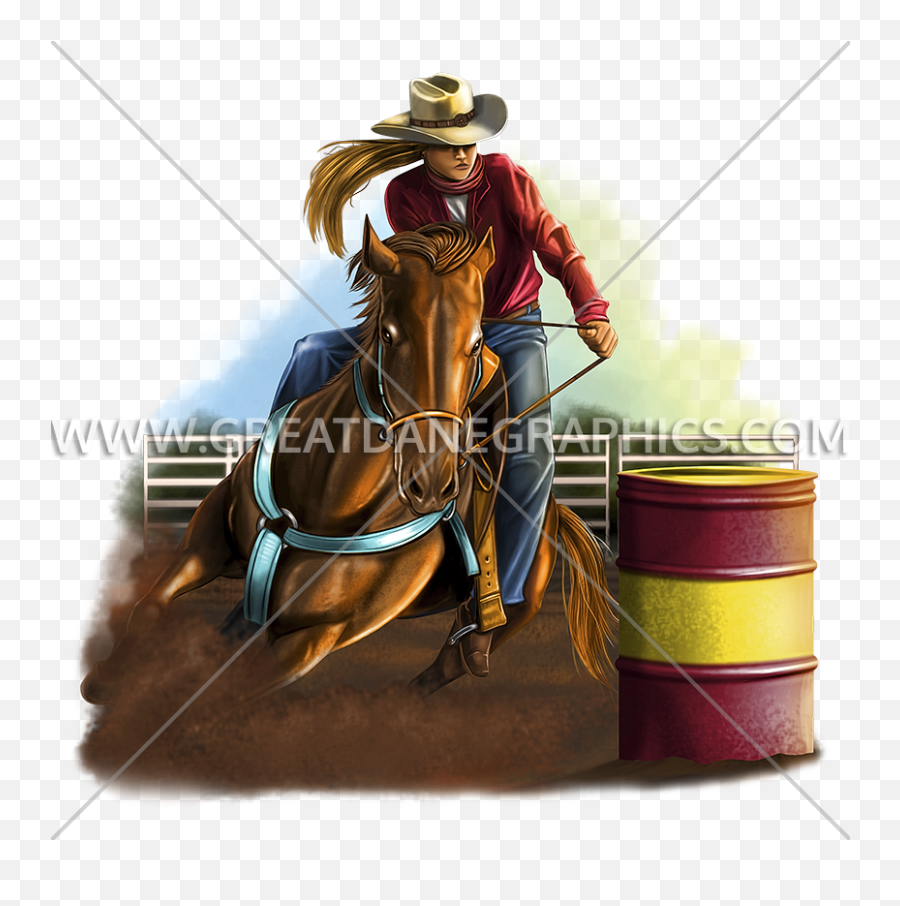 Cowgirl Barrel Roping Production Ready Artwork For T - Shirt Rein Png,Cowgirl Png