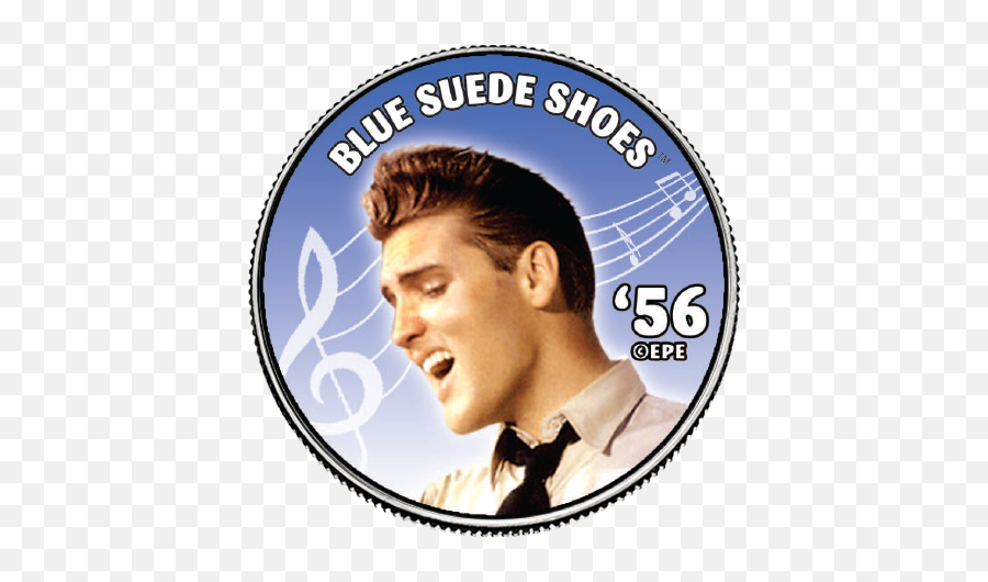 Elvis Presley Blue Suede Shoes Colorized State Quarter Coin - Blue Suede Shoes Elvis Png,Elvis Presley Png