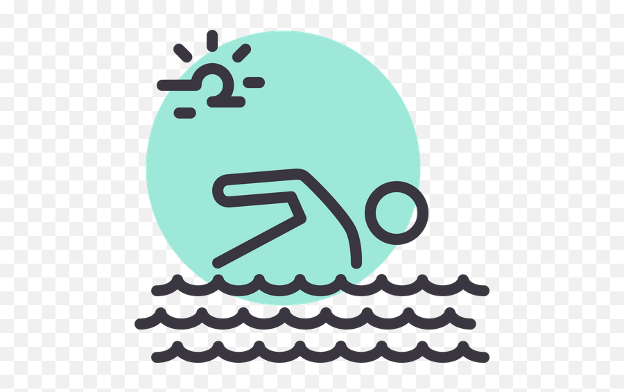 Swimming Icon Of Colored Outline Style - Swimmer Icon Colored Png,Olympic Swimming Icon