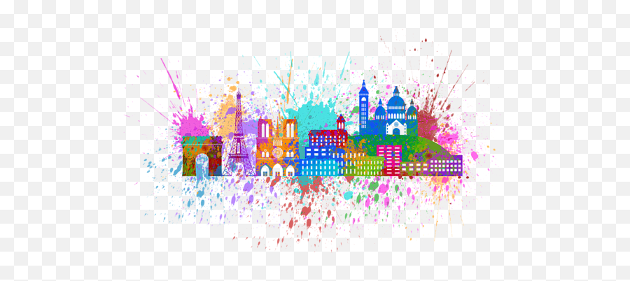 Paris Skyline Paint Splatter Color Illustration Tote Bag - Ciudad De Color Pintura Png,Paint Splatters Png