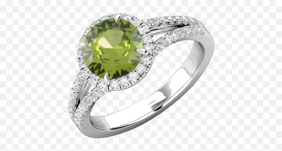 Peridot Diamond Halo Cluster Style - Birthstone Png,Peridot Png