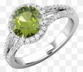 Peridot Diamond Halo Cluster Style - Birthstone Png,Peridot Png
