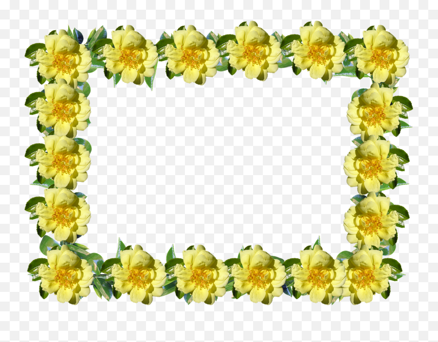 Yellow Flower Frame Png 2 Image - Yellow Flower Border Transparent,Flower Frame Png