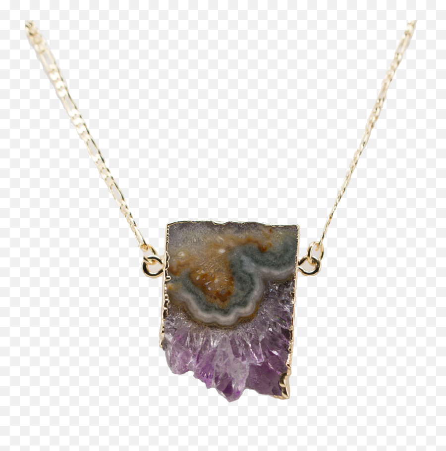 Amethyst Horizontal Slice Necklace - Pendant Png,Necklace Transparent