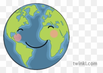 Earth With Smiley Face Globe Happy Ks1 - Planet Illustration Eyfs png