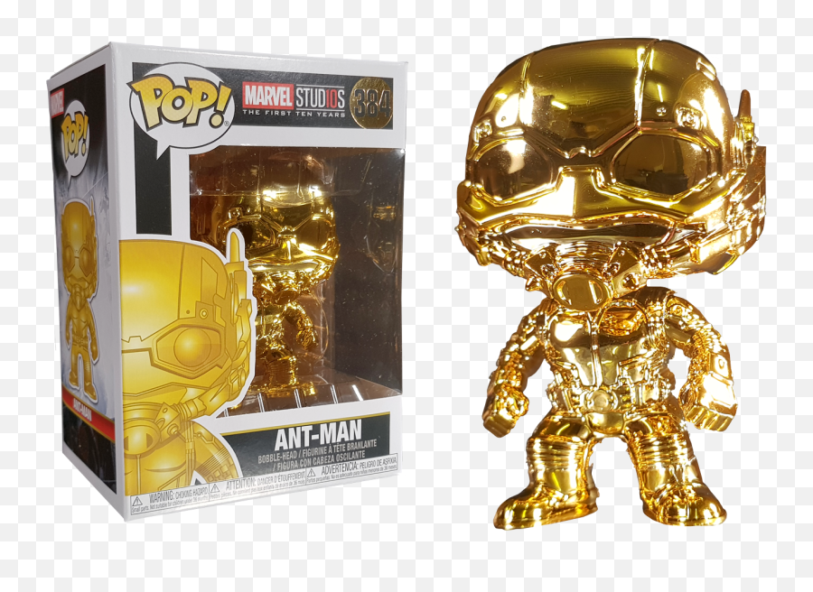 Marvel Studios The First Ten Years - Antman Gold Chrome U2013 Funko Pop Vinyl Figure Ant Man Gold Pop Funko Png,Ant Man Png