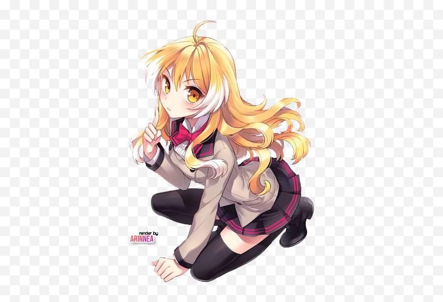 Anime Girl Sitting Png - Anime Manga Girl Cute Kawaii Blonde Girl Anime Png,Girl Sitting Png