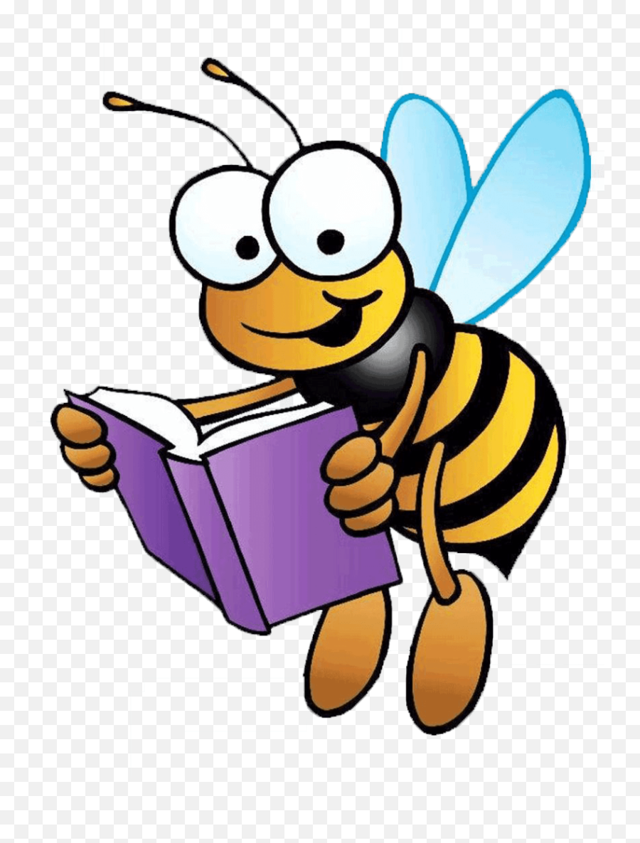 Bee Clip Art Reading Book Png Image - Bee Reading Clipart,Bee Icon Vector