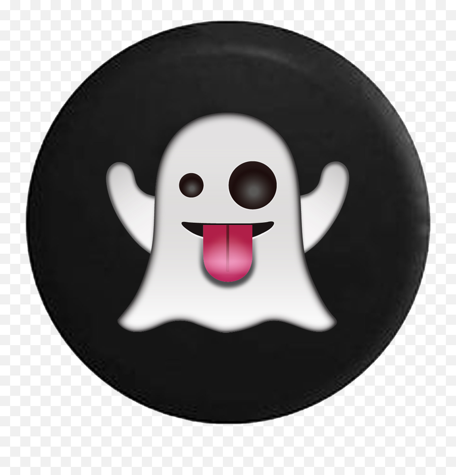 Ghost Text Emoji Tongue Out Jeep Camper Spare Tire Cover Custom Size - V434 Ghost Emoji With Black Background Png,Tongue Out Emoji Png