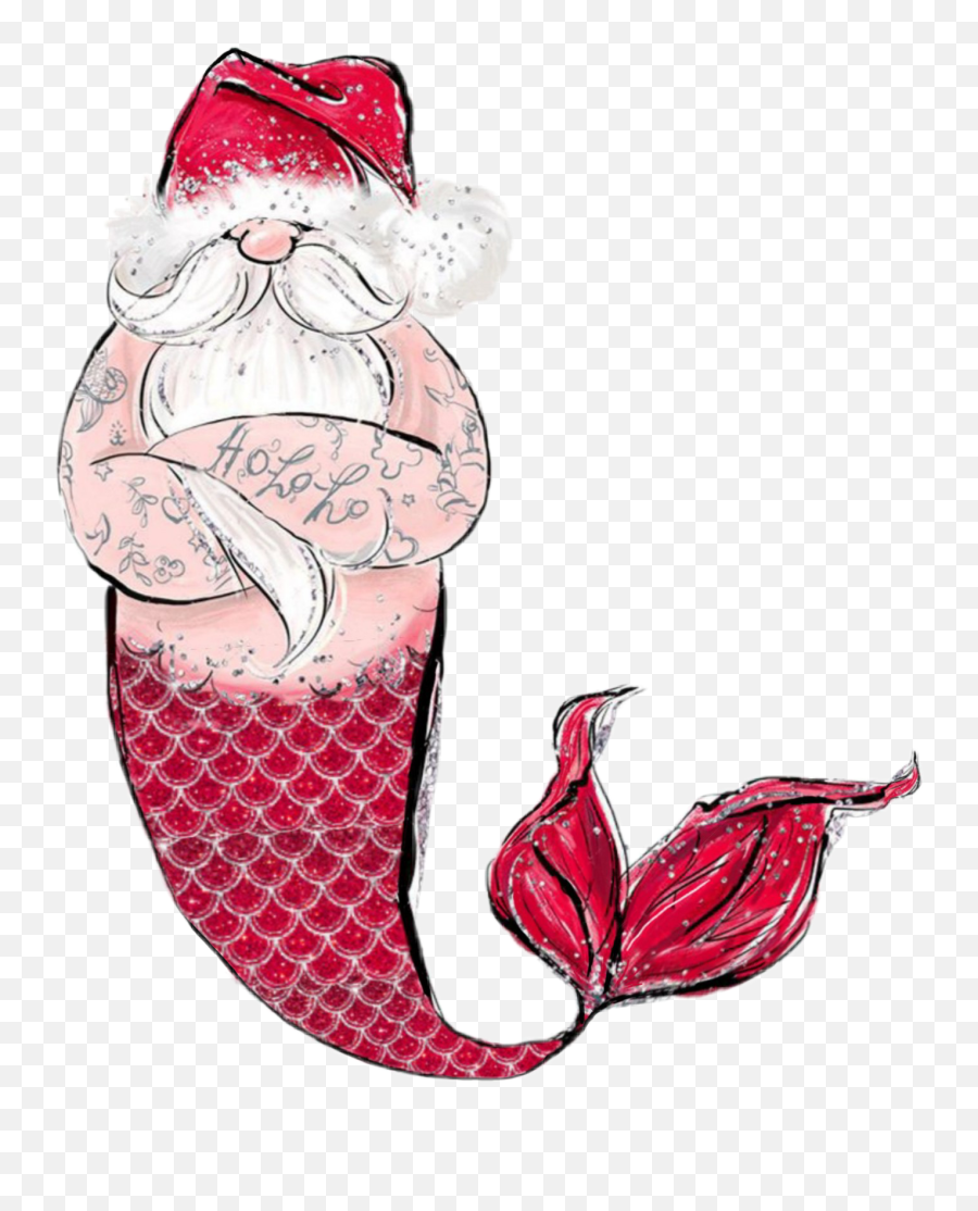 Santa Claus Christmas Mermaid Sticker - Watch Dogs 2 Icons Png,Santa Beard Png