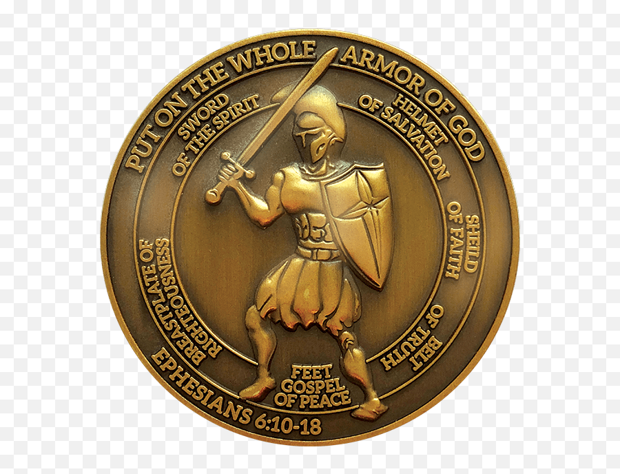 Armor Of God Antique Gold Plated Christian Challenge Coin - Ephesians 61018 Armor Of God Challenge Coin Png,Coin Flip Icon