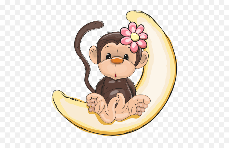 Cute Baby Cartoon Monkey Png Image - Monkeys On The Moon,Cute Monkey Png