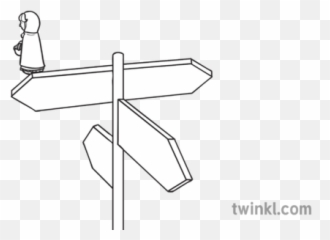 Ks1 Red Riding Hood In Front Of Signpost 2 Maths Hotspots - Cuckoo Clock Line Drawing Png,Sign Post Png