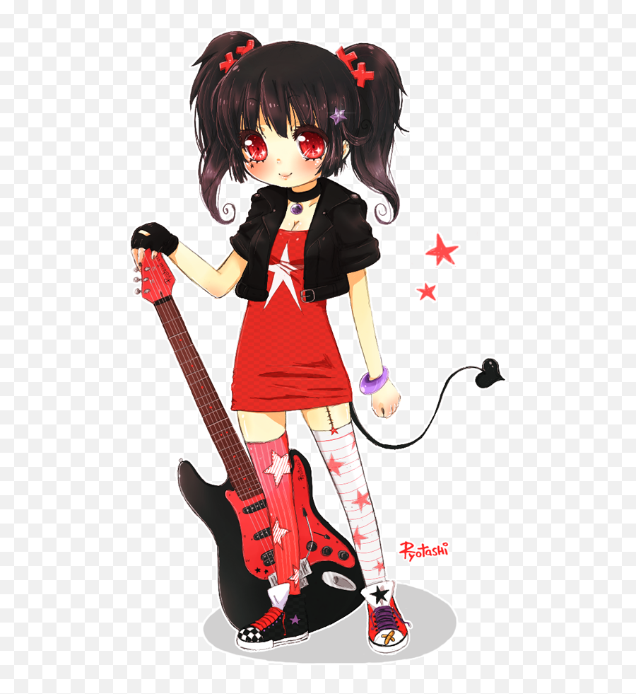 Download Free Guitar Girl Anime Png Image High Quality Icon Electric Cartoon