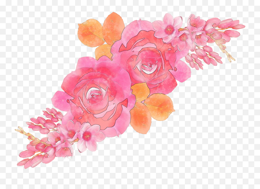 Watercolor Flower Pattern Png - Garden Roses,Flower Pattern Png