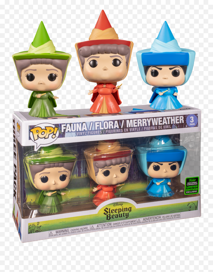 Funko Pop Sleeping Beauty - Flora Fauna U0026 Merryweather 3pack 2020 Spring Convention Exclusive Flora Fauna And Merryweather Funko Png,Sleeping Beauty Png