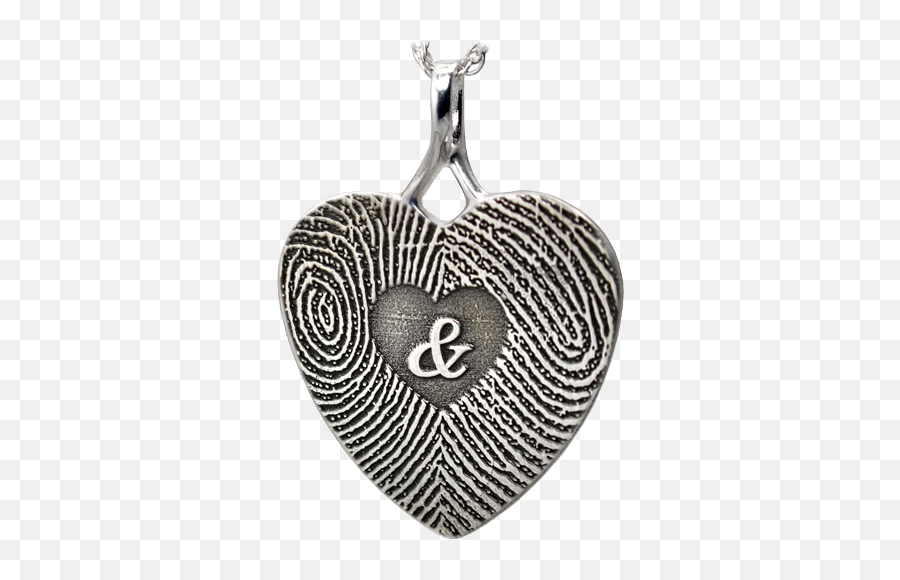 Wholesale 3d Duo Fingerprints Ampersand Heart Memorial Jewelry - Locket Png,Ampersand Transparent Background