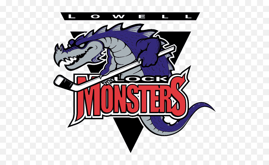 Lowell Lock Monsters Primary Logo Logos Hockey Png Blue Triangle