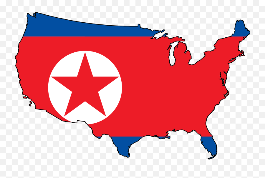 Flag Map Of The Us If It Went To War With North Korea - Lewiston Idaho On A Map Png,Korean Flag Transparent