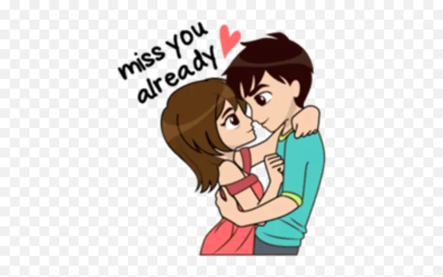Love Stickers Animated For Whatsapp - Lovely Cute Couple Cartoon  Png,Whatsapp Hug Icon - free transparent png images 