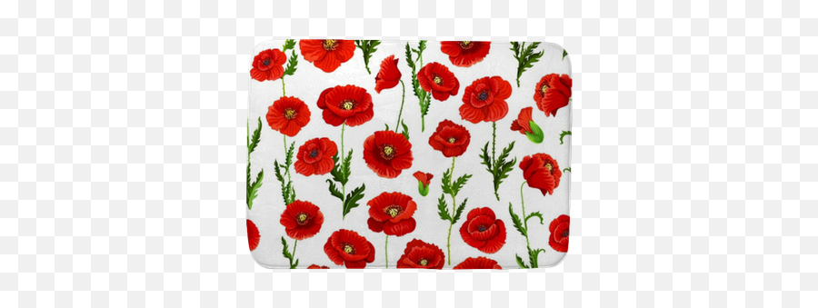 Seamless Pattern Of Vector Poppy Flowers Bunch Bath Mat U2022 Pixers - We Live To Change Letter Png,Flower Bunch Png