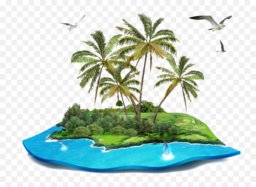 Lonely Island Cartoon Transparent - Coconut Tree Png,Island Png