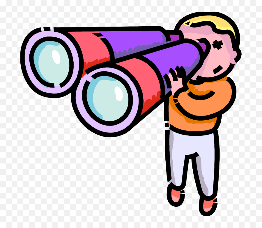 Vector Free Stock Boy Looks Through - Binoculars Clip Art Png,Binoculars Png