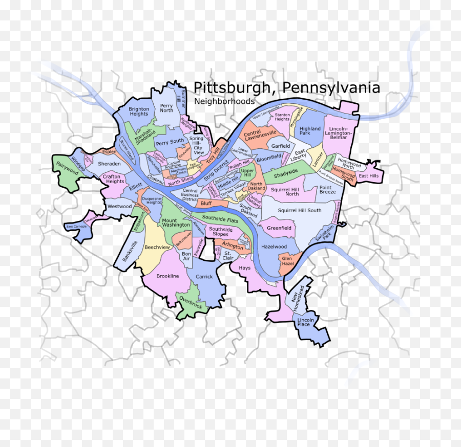 Pittsburgh Pennsylvania - Map Of Pittsburgh Neighborhoods Png,Fade Png