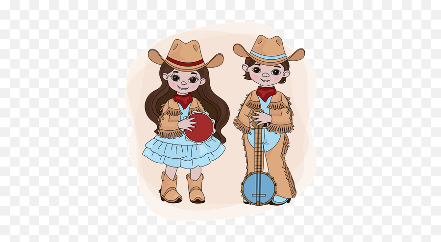 Premium Cowgirl Cowboy Country Music Festival Illustration Download In Png U0026 Vector Format - Two Cowgirls Cartoon,Cowgirl Png