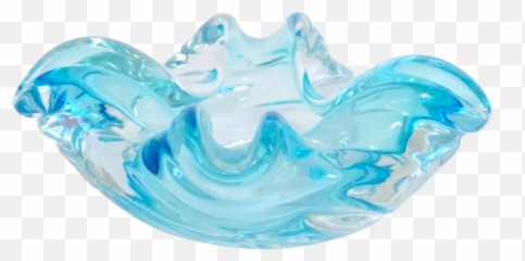 Italian Murano Ashtray In Sky Blue Png