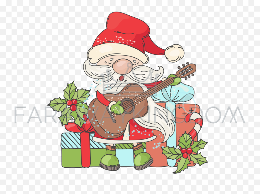 Guitar Santa Music Merry Christmas Png Vector