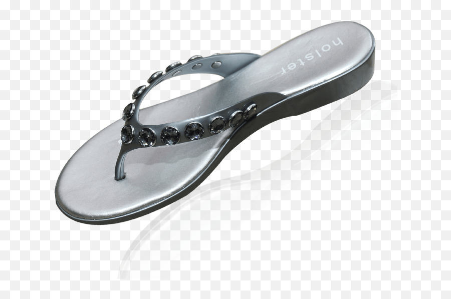 Crystal Silver Flat Png Slippers