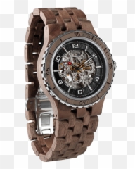 Transparent Body Walnut Wood - Automatic Watch Png,Walnut Transparent