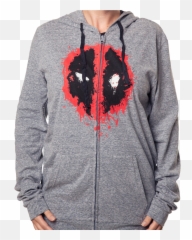 Deadpool Logo Zip - Up Hoodie png