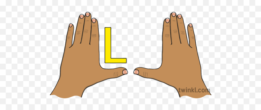 Back Of Left Hand Forming An L Illustration - Twinkl L With Left Hand Png,Back Of Hand Png