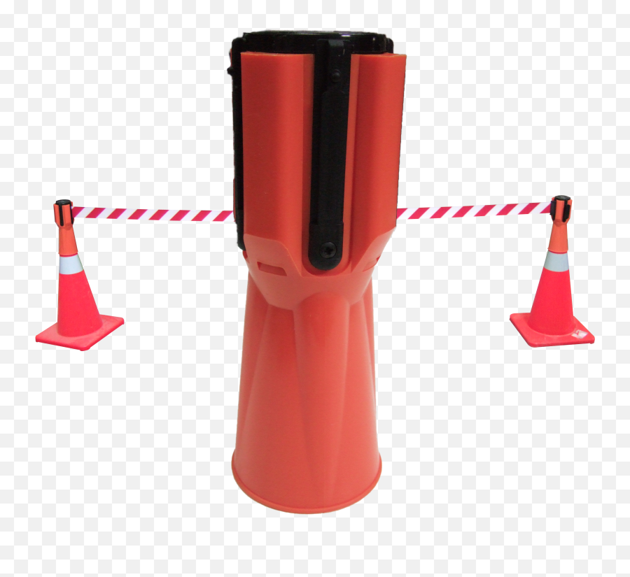 Tensacone Traffic Cone Topper With Retractable Red U0026 White Striped Barrier Belt Max Length 13 Feet 4 M Png