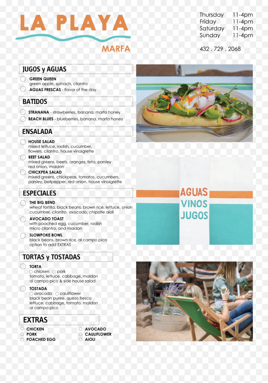 La Playa U2014 Al Campo Marfa - Al Campo Marfa Menu Png,Playa Png