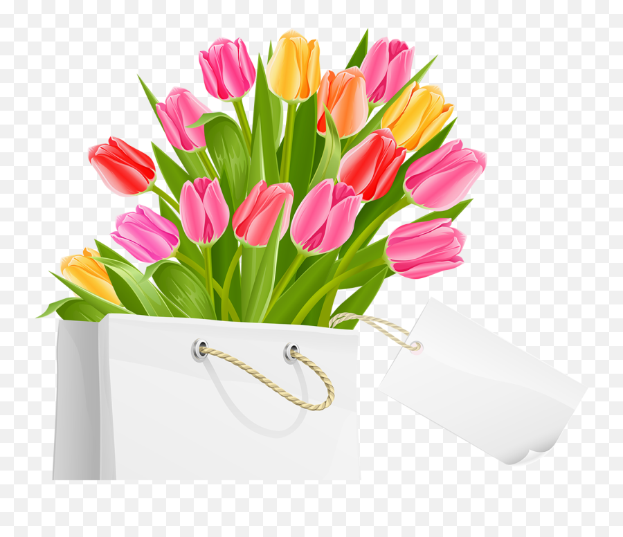 Bag With Tulips Png Clipart Picture - Womens Day Good Morning,Tulips Png