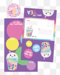 Bubble Tea Foldover Cards - Dot Png,Bubble Tea Transparent