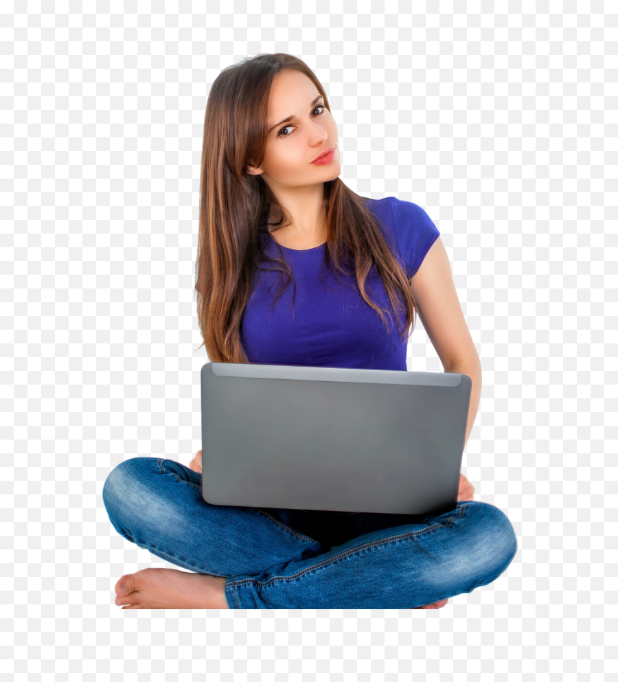 Women Sitting With Laptop Png Image - Woman With Laptop Png,Girl Sitting Png