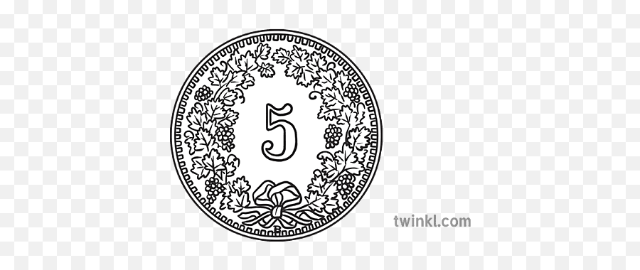 5 Swiss Francs Coin Centimes Tails Black And White Rgb - Language Png,Tails Life Icon