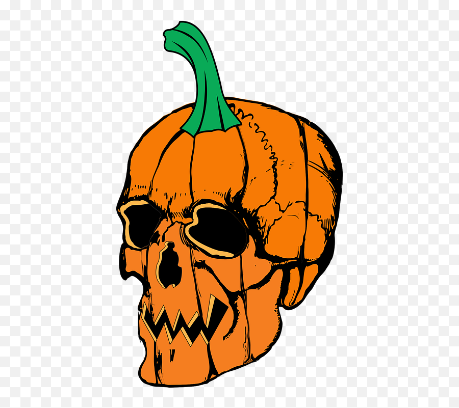 Halloween Skull Pumpkin - Halloween Scary Pumpkin Logo Transparent Png,Scary Pumpkin Png
