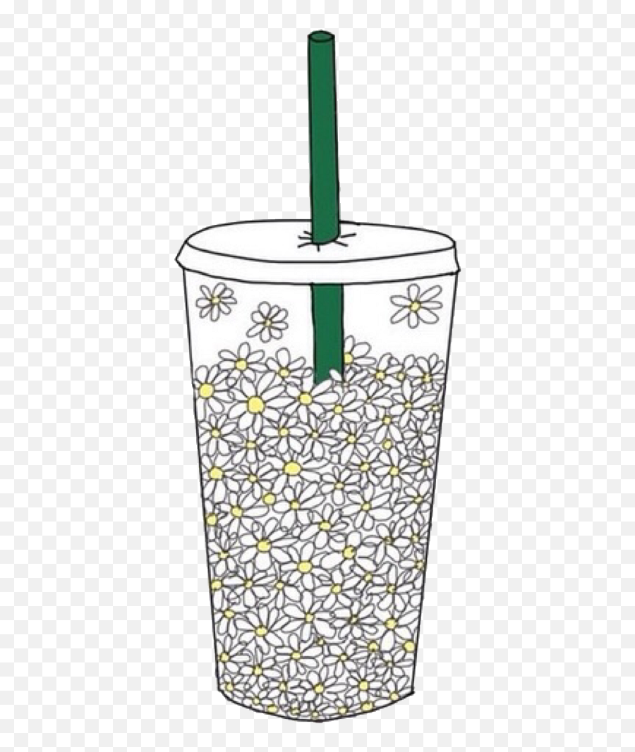 Drink Starbucks Coffee Cup White Flowers Daisy Aestheti Png Transparent