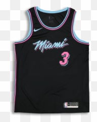 Nike Miami Heat Dwayne Wade 3 City Edition Swingman Nba Jersey Black - Miami Heat Vice City Edition Png,Miami Heat Logo Png