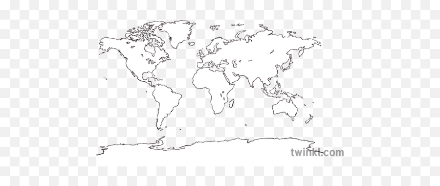 World Map Outline Black And White - Free Blank Map Of Continents And Oceans Png,World Map Black And White Png