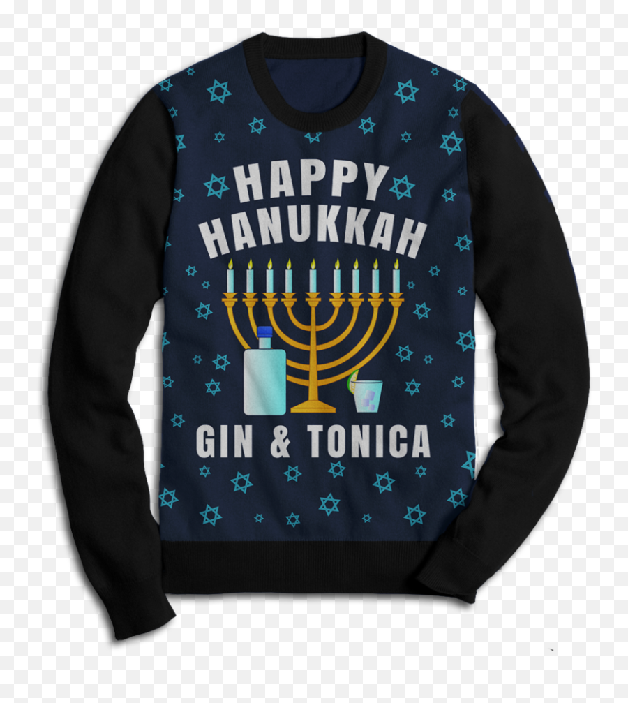 Happy Hanukkah Gin U0026 Tonica Fleece Sweatshirt - Hanukkah Png,Hanukkah Png