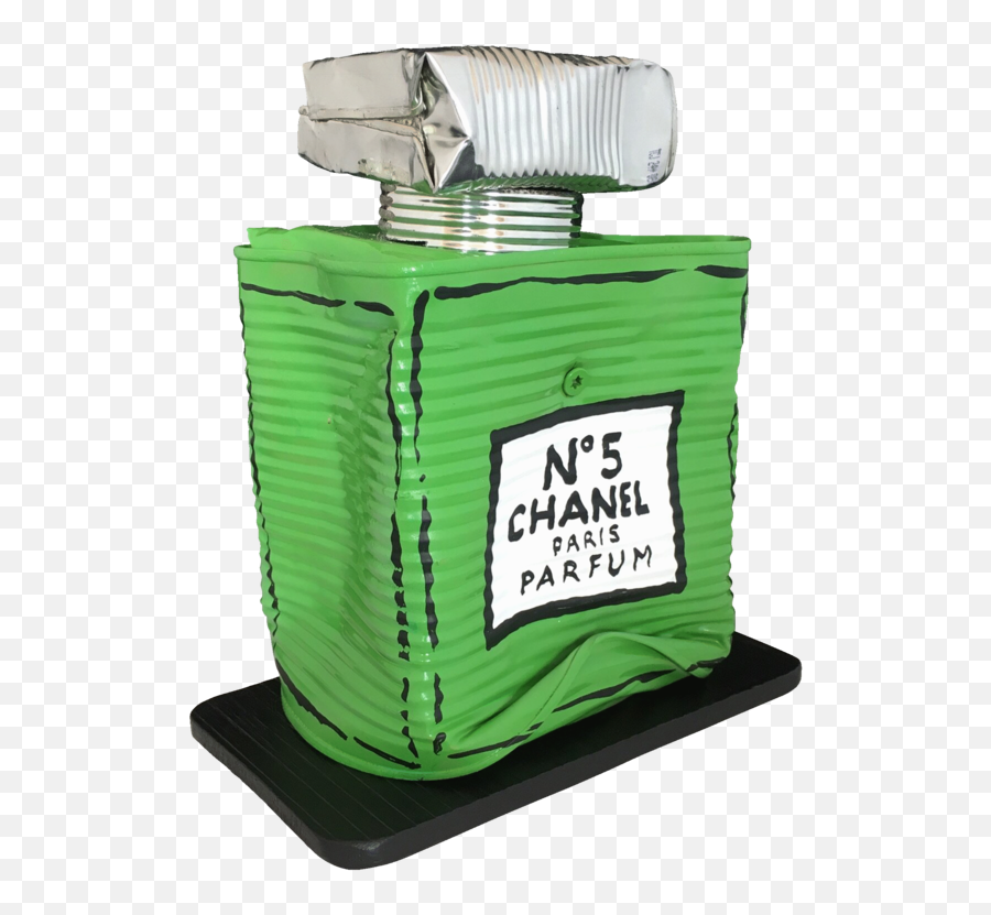 Chanel N5 Mini Green By Norman Gekko 2020 Sculpture Acrylic Aluminium - Singulart Cylinder Png,Chanel No 5 Logo