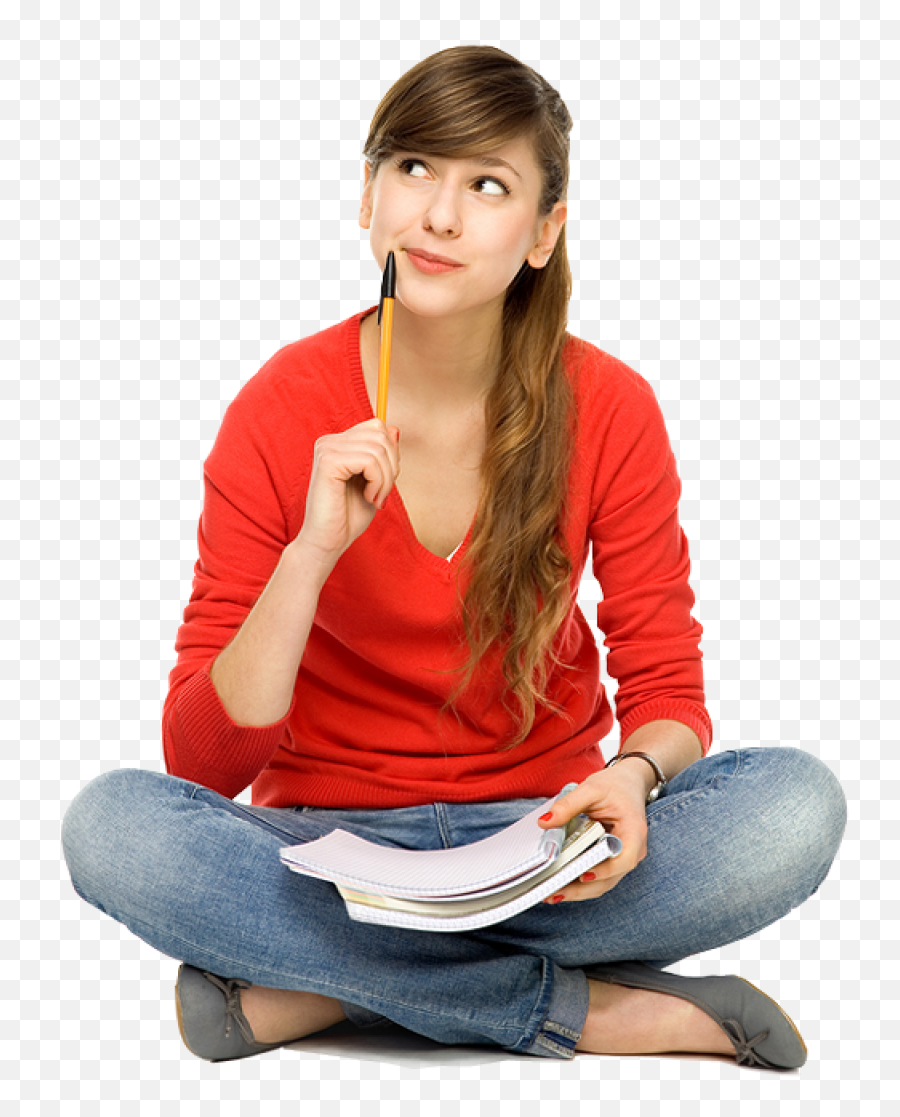 Student Thinking Png Hd Transparent Hdpng - Confused Student Png,Girl Sitting Png