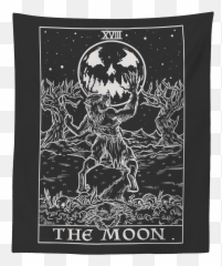 The Moon Tarot Card Tapestry Halloween Wall Hanging Gothic - Clothing Png,Tarot Card Png