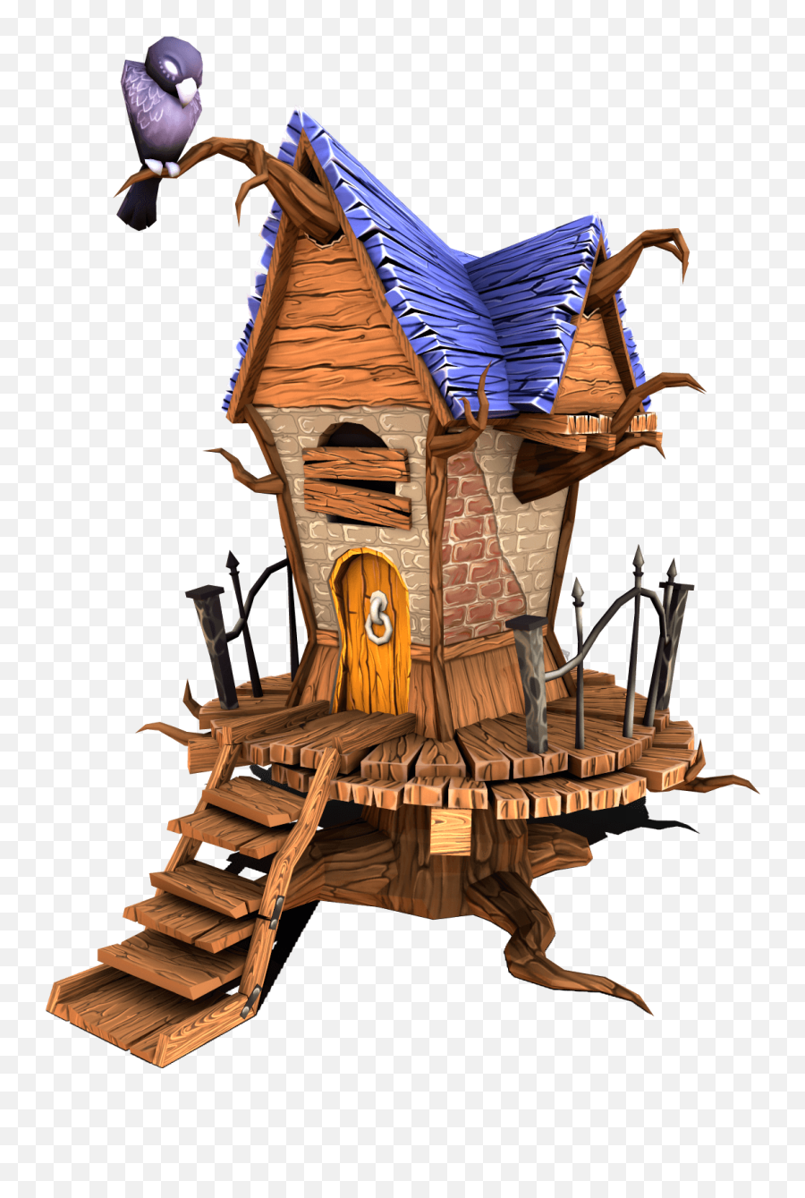 Stylized Creepy House - Stylized Low Poly 3d Model Png,Creepy Tree Png